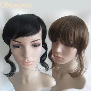 Natural color, straight, human hair fringe with clips for women