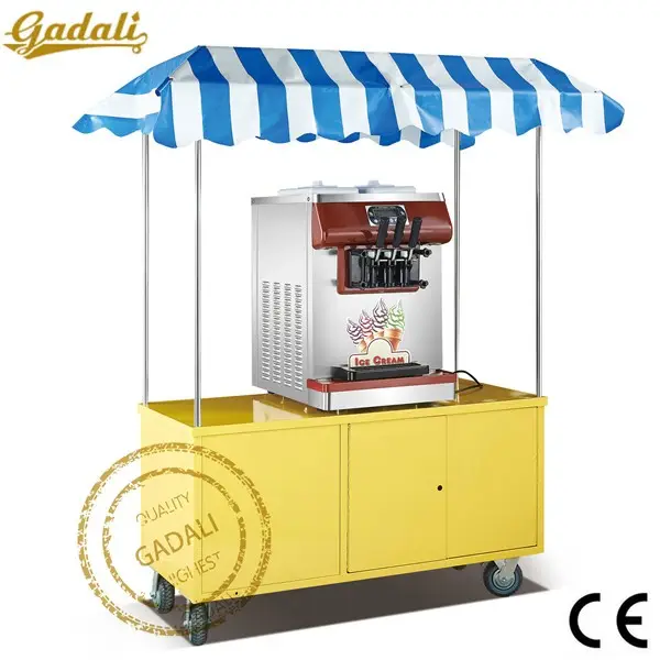 Vendita calda ice cream carrello mobile, gelato carrello con ruote, gelato carrello per la vendita malaysia
