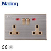 Dossnling — interrupteur mural à deux prises Usb, en acier inoxydable brossé, 13A, pour hôtel