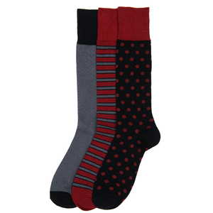 Gsm-224 HAINING GS pur rayé dots dessins colorés 3 paires pack coton bonne d'affaires robe chaussettes hommes crew - Product Image 1