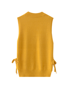 Bandage <strong>Side</strong> Split Vest Custom Multiple Color Way <strong>Side</strong> Split Oversized <strong>Knitted</strong> Sleeveless Sweater Top Women Casual Vest - Product Image 4