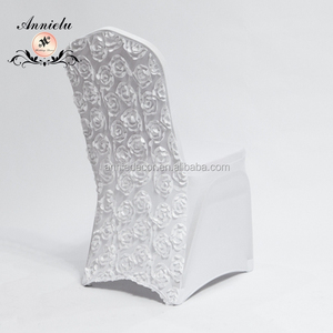 Funda de Silla de Spandex Blanca con Roseta para Bodas, Modelo Básico Elegante para Eventos, Venta al por Mayor - Product Image 2