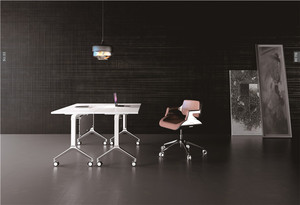 Mesa de trabajo de MDF E1 para conferencias, mesa de entrenamiento plegable con sillas modernas, muebles de oficina de <span class=keywords><strong>diseño</strong></span> de madera, 3 años - Product Image 2