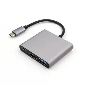 USB C集线器类型C到HDTV 4K + USB 3.0 + USB-C转换器电缆充电端口适配器