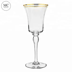 Groothandel Gold Band Ontwerp Wijn Glas Set Van Champagne Bril Elegante Glaswerk En Glaswerk