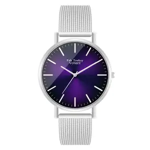 Moderno de moda de cuarzo negro reloj de las mujeres de los hombres de acero inoxidable de la malla de la correa de reloj Casual de alta calidad reloj de pulsera regalo para mujer FD021