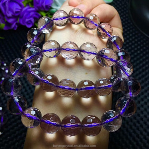 Cristal natural al por mayor alta calidad 12-13mm amatista poliedro pulsera - Product Image 5