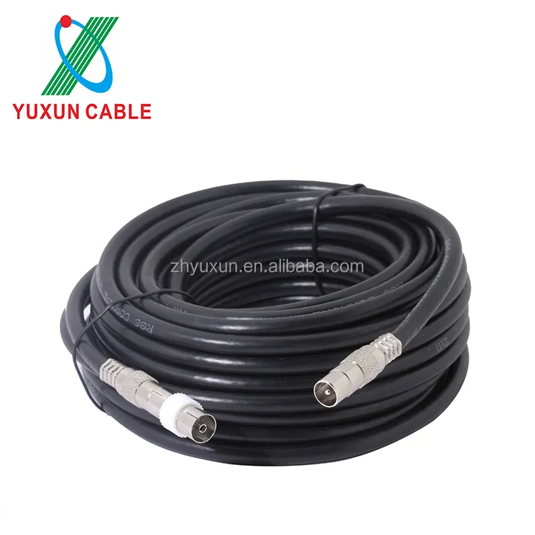 Yuxun CCTV RG 6 cable coaxial + IEC conector precio de fábrica TV cable