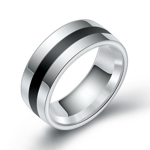 Commercio all'ingrosso Nero 316L Anello In Acciaio Inox Per Gli Uomini Le Donne Fasce di Cerimonia Nuziale Alla Moda Groove Squilla I Monili