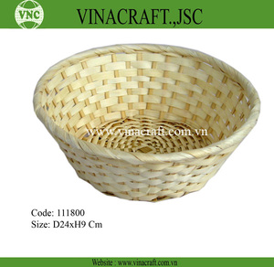 Cesta de almacenamiento tejida de bambú hecha a mano de Vietnam con patrón decorativo para cocina o uso de recuerdo Producto de artesanía de Bambú - Product Image 3
