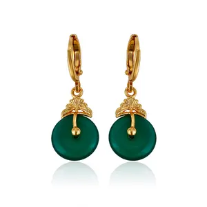 22324 xuping jewelry Vintage gold plated jade earring