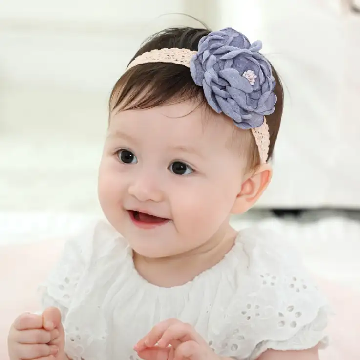 Детская повязка для волос корейский стиль для девочек 0-3 лет цветочный головной убор для девочек 0-12 месяцев кружевная Детская повязка для волос