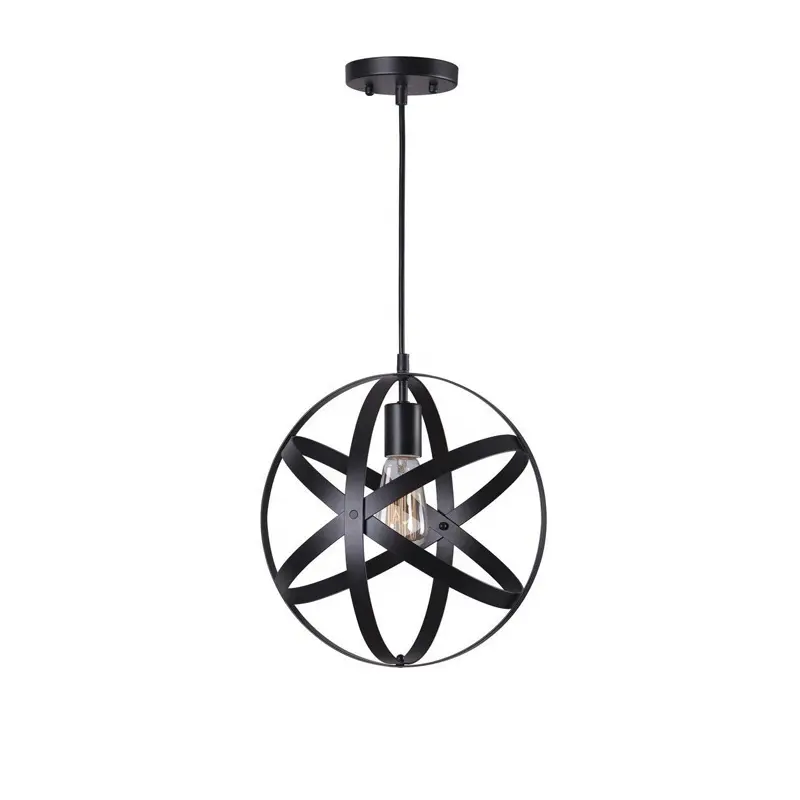 indoor metal cage lighting metal ball pendant lamp vintage industrial design black hanging lamps