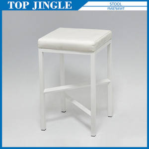 Taburete moderno de metal blanco con cojín - Product Image 1