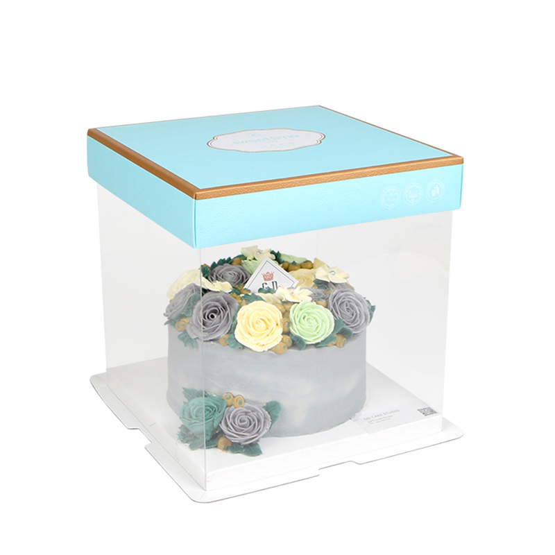 Luxury Custom Clear Square Transparent Cake Box PET Birthday Party Gift Box