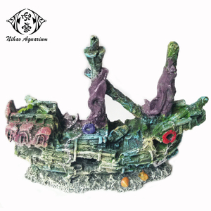 Modèle de <span class=keywords><strong>bateau</strong></span> en bois miniature représentant un navire en ruine, ornements pour aquarium - Product Image 5