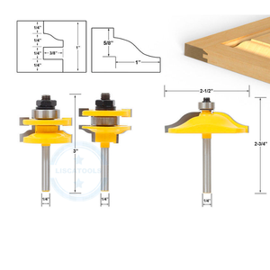 Set di Frese per Ante a Pannello Rialzato L-N109 - 3 Frese a Ogee - Gambo da 1/4\" Utensili per Falegnameria Frese per Tenoni per Legno - Product Image 1