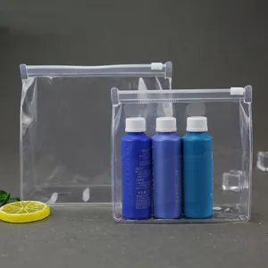 Borsa da toilette trasparente con cerniera cosmetica per trucco da viaggio con cerniera in vinile trasparente impermeabile