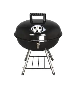 14inch Portable <strong>Charcoal</strong> Grill <strong>Kettle</strong> Style Black Steel Porcelain Enameled Adjustable Height Flame Safety Easy <strong>BBQ</strong> - Product Image 1