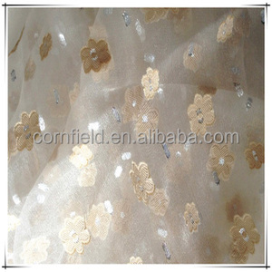 100% poliestere brillante disegno del fiore del ricamo <span class=keywords><strong>Organza</strong></span> tessuti del <span class=keywords><strong>vestito</strong></span> per il <span class=keywords><strong>vestito</strong></span> da sposa - Product Image 1
