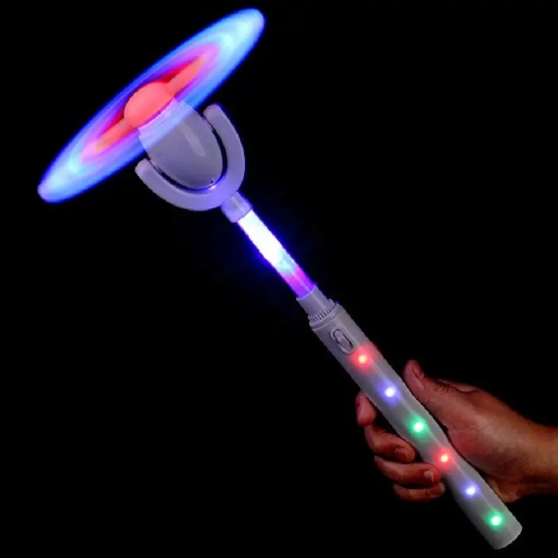 กังหันลมมีไฟ LED สีรุ้ง,ของเล่นไม้กายสิทธิ์กังหันลมหมุนได้สำหรับเด็ก