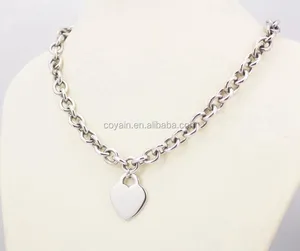New Stainless Steel Chunky Link Love Heart Pendant Necklace small heart pendant