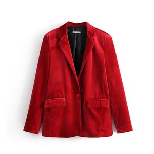 Custom Fashion Winter <strong>Ladies</strong> Single Button <strong>Velvet</strong> Blazer <strong>Jacket</strong> for Women - Product Image 5