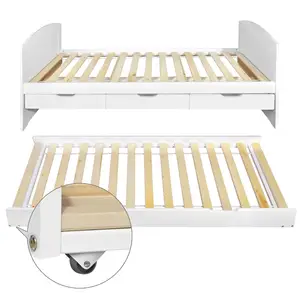 Белая односпальная двуспальная односпальная кровать из массива сосны