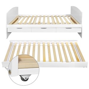 Bianco singola doppia a due letti queen <span class=keywords><strong>re</strong></span> solido legno di pino letto - Product Image 1