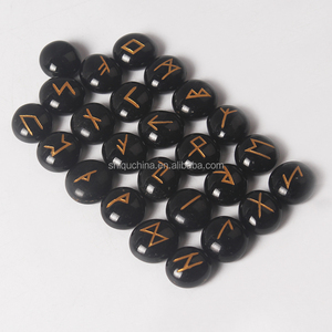 2016 hot hobby feng shui nero rotondo di vetro perline strega inciso rune stone set <span class=keywords><strong>per</strong></span> i regali - Product Image 2