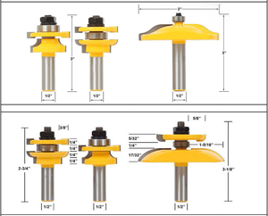 3 cái 1/2 "Shank 1/4 răng Stile & đường sắt lắp ráp lớn lên bảng điều chỉnh Router bits chế biến gỗ phay Cutter Set - Product Image 6