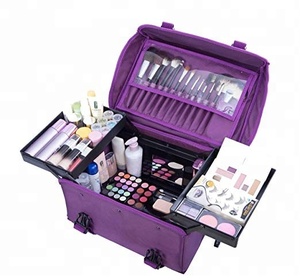 Truccatrice professionale 2 in 1 trenino per il trucco astuccio per cosmetici Organizer morbido Trolley/cassetti portaoggetti e fibbie in metallo - Product Image 6
