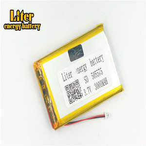 Plug 1,0-2 P <strong>3</strong>,7 V 505575 3000 mAh rechargeable LiPo battery solar Li ion polymer lithium-batterie with PCM - Product Image 3