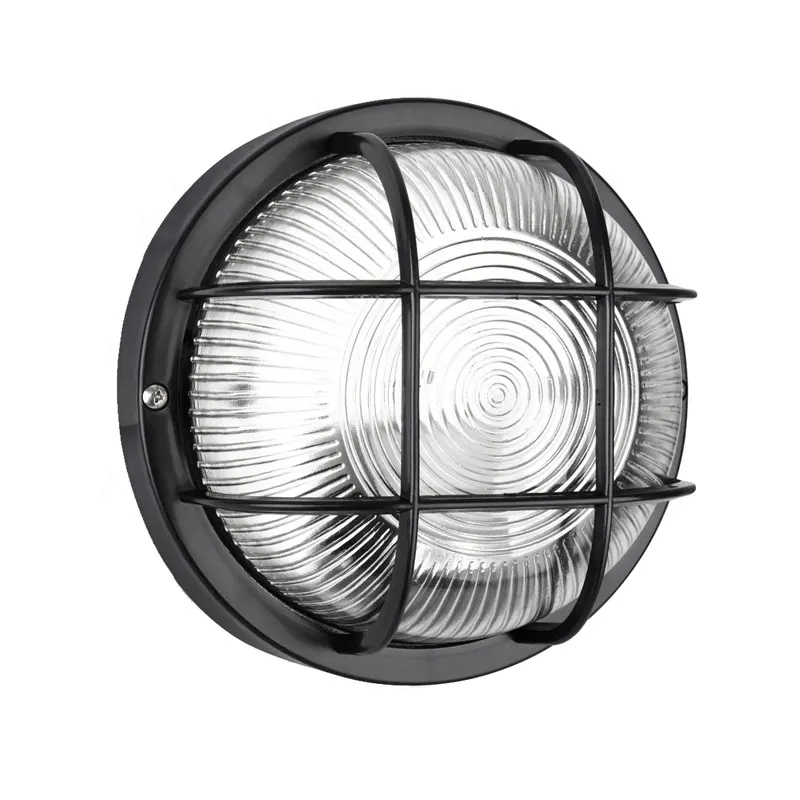 BULKHEAD 1-LIGHT OUTDOOR BLACK WALL LIGHT OR CEILING MOUNTED FIXTURE WITH FROSTED GLASS MPDERN BULKHEAD WALL LIGHT