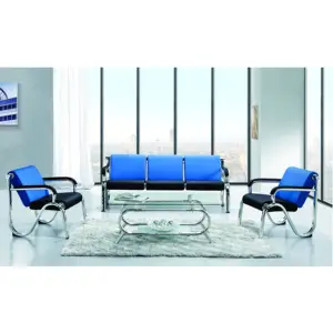 PU Office Reception Sofa Set High Quality Modern 5 Seater Sectional Sofa Soft Comfortable Sofa Set Office Furniture PU Leather