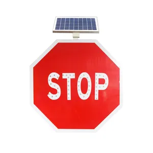 best price high quality China supplier Solar Traffic Road Safety Warning Sign Aluminum LED flashing STOP Signs