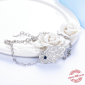 De moda 925 joyas de plata los ojos del mal mano de <span class=keywords><strong>Hamsa</strong></span> encanto <span class=keywords><strong>pulseras</strong></span> - Product Image 2