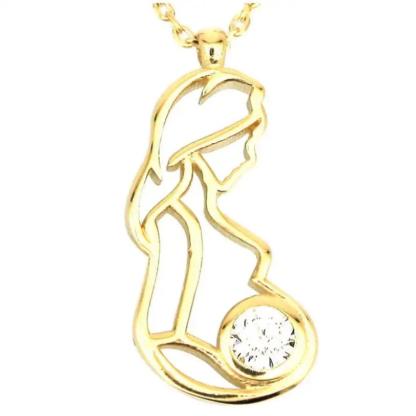Maternity Theme jewelry Gift Custom Stainless steel Woman Pregnancy Necklace with Zircon Stone
