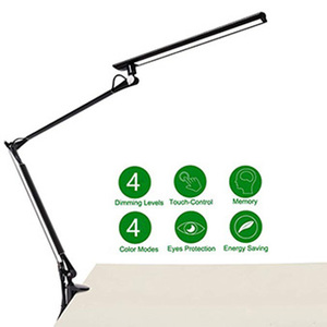 Lampe de table à bras articulé flexible et simple pour le soin des yeux, avec variateur de luminosité CC, 4 modes de couleur, pince de fixation sur le bureau - Product Image 4