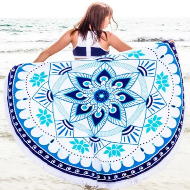 Großes heißes verkaufendes rundes Strand tuch des Außen musters mit Quasten-Yoga-Handtuch