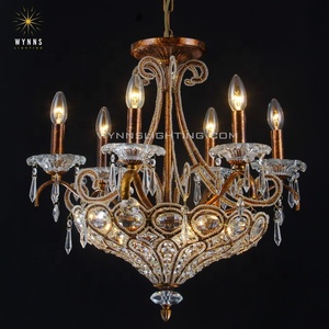 American Villa Design arrugginito lampada a sospensione in metallo decorazione Vintage lampadario di cristallo illuminazione E12 Base sospesa casa Hotel - Product Image 2