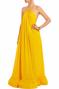 2025 Newest Yellow Pleated Side Slit <strong>Pockets</strong> Spaghetti Strap Evening Wedding Women <strong>Maxi</strong> <strong>Dress</strong> Ladies - Product Image 2