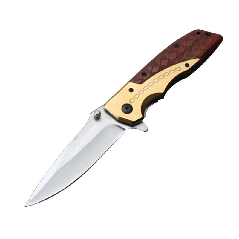 Outdoor 5Cr15Mov blade steel folding Pocket knife handle acid branch copper handle tactical survival hunting tools