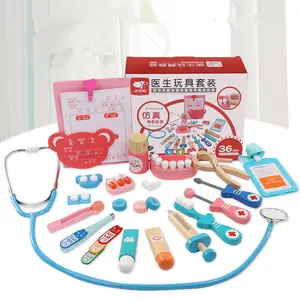 Kit Permainan Peran Dokter Gigi, Mainan Peralatan Dokter Gigi Kayu untuk Balita dengan Stetoskop Realistis