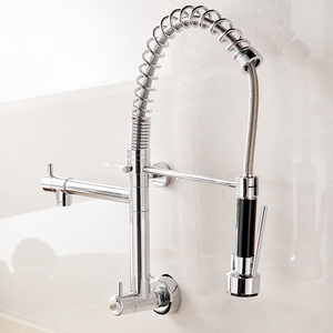 Flg Phong Cách Thương mại Pre rửa trong Chrome đơn xử lý kéo xuống Treo tường đơn đòn bẩy Nhà bếp Vòi Rửa Chén trang trí nội thất - Product Image 5