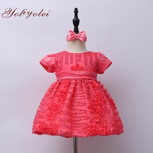 Red Birthday Christmas Gala Jumper Toddler Baby Girl <strong>Dress</strong> to Girl - Product Image 1