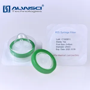 25mm PES membrane analysis 0.45 micron syringe filter sterile