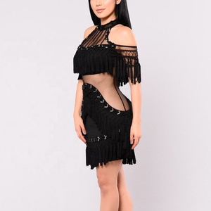 JF Custom Wholesale New manica corta <span class=keywords><strong>senza</strong></span> <span class=keywords><strong>spalline</strong></span> Stand nappa Mesh Vestido Bodycon elegante Mini A Line Sexy Party womens dresses - Product Image 4