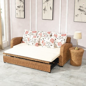 Divano a <span class=keywords><strong>L</strong></span> Unico per Interni in Rattan Naturale e Erba Marina, Arredamento per Soggiorno, Divano Letto - Product Image 3