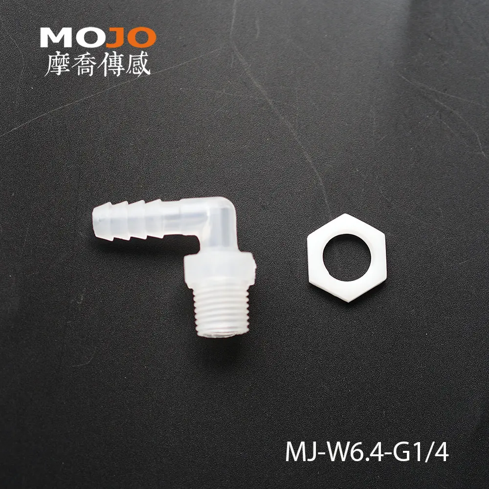MJ-W6.4-G1/4(With Nuts) Elbow type ID 6mm barbed to G1/4 thread water tube fitting